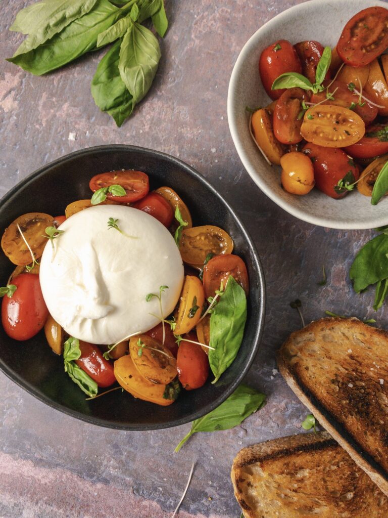 Marinated Cherry Tomatoes with Burrata