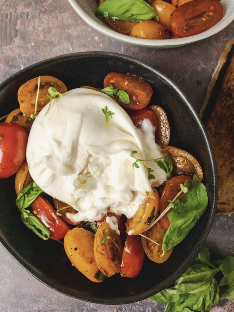 Marinated Cherry Tomatoes with Burrata